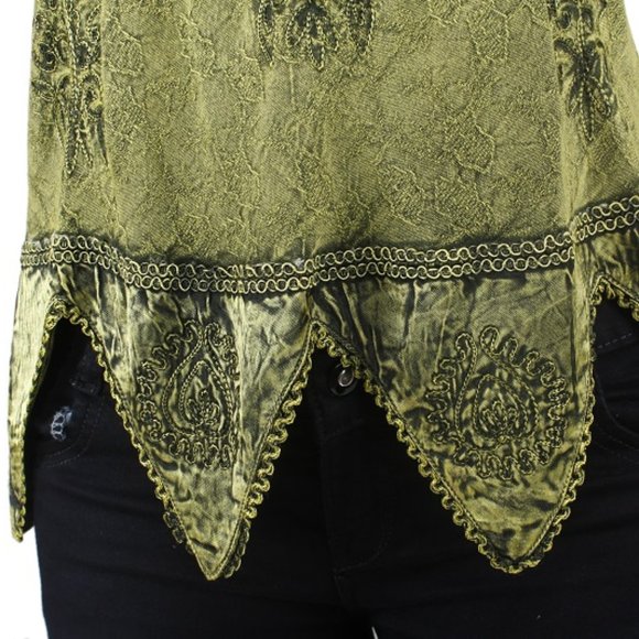 LIME GREEN VICTORIAN FLOUNCING TRUMPET STYLE TUNIC TOP - Picture 5 of 5